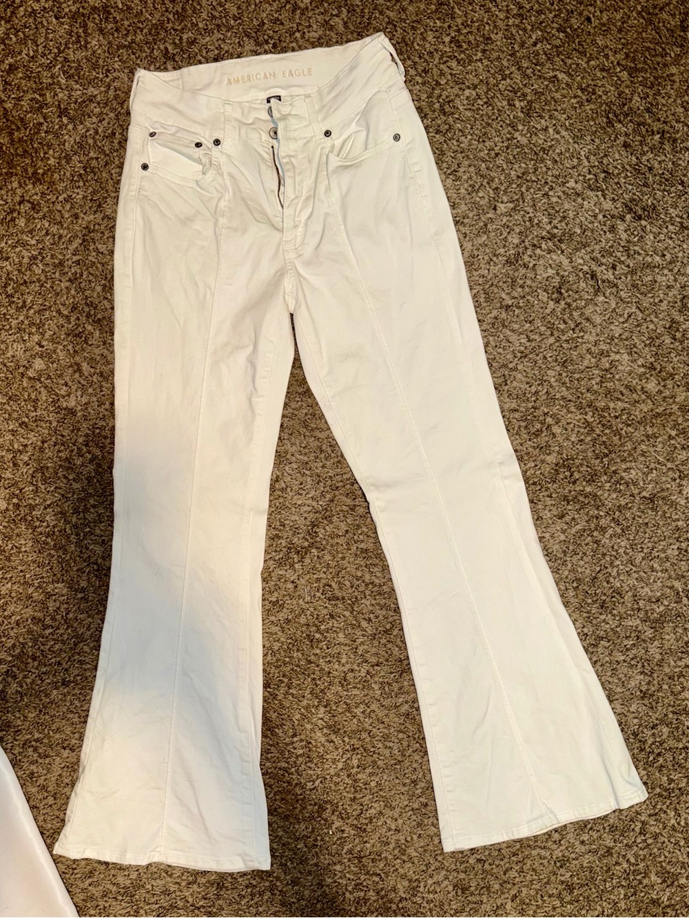 American Eagle High-Rise White Flare Jeans
